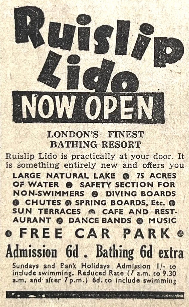 Ruislip Lido now open