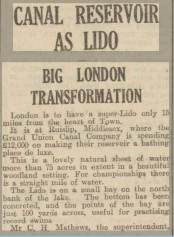 Ruislip Lido Newspaper Piece Part 1